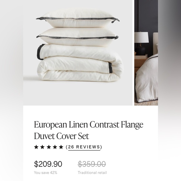 NEW Quince bedding. King/cal King. European Linen Contrast Flange Duvet set - Picture 2 of 8